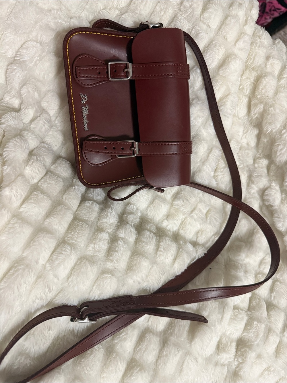 Dr. Martens Wine Red Leather Buckle Crossbody